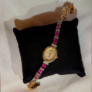 Very RARE Vintage Jules Jurgensen Ladies Watch - Pink Sapphire Set
